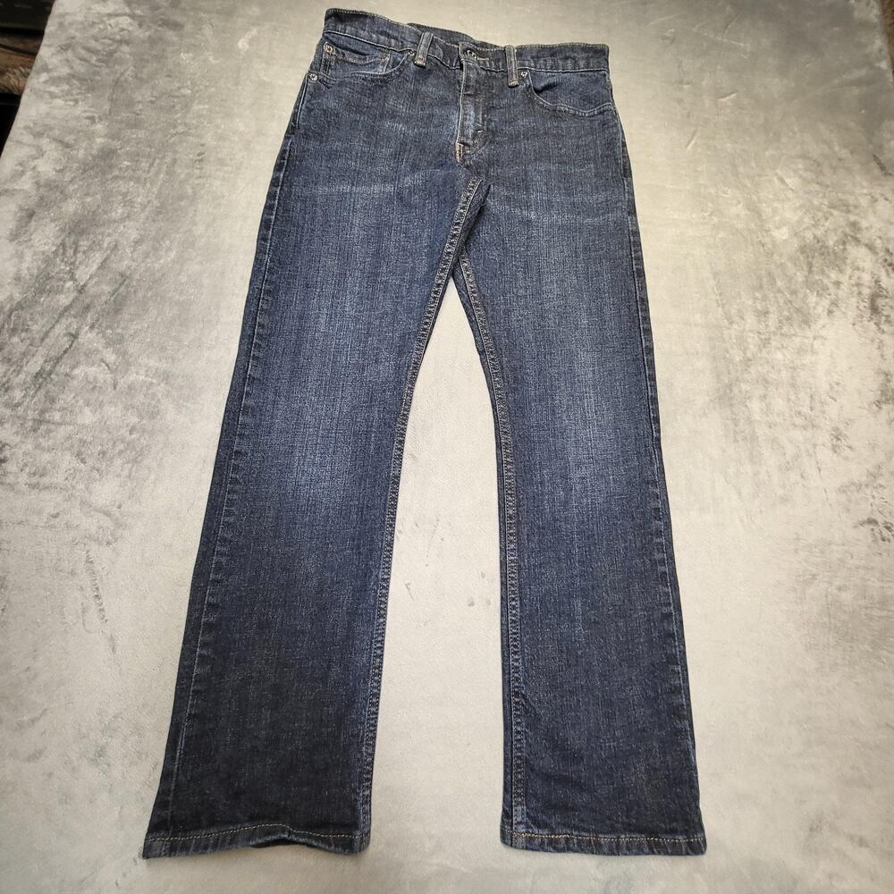 Levis 514 Jeans Mens 31x29 Blue Straight Leg Stretch Denim Zip Fly Dark Wash